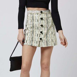 NWOT Topshop Scratch Stripe Button A-line Skirt